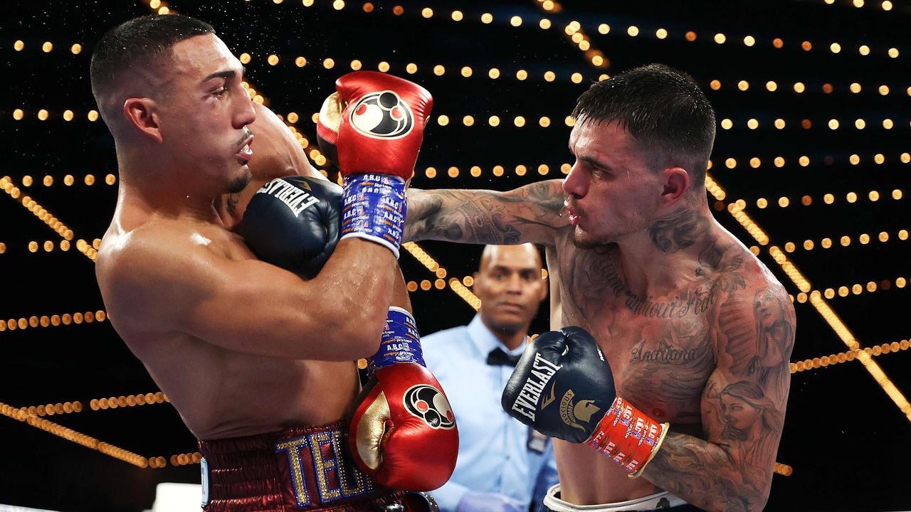 Kambosos punches Teofimo Lopez during their championship bout at Madison Square Garden. Picture: AFP