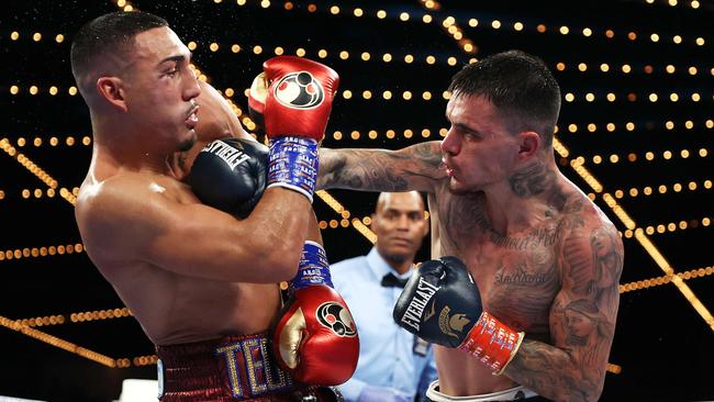 Kambosos punches Teofimo Lopez during their championship bout at Madison Square Garden. Picture: AFP