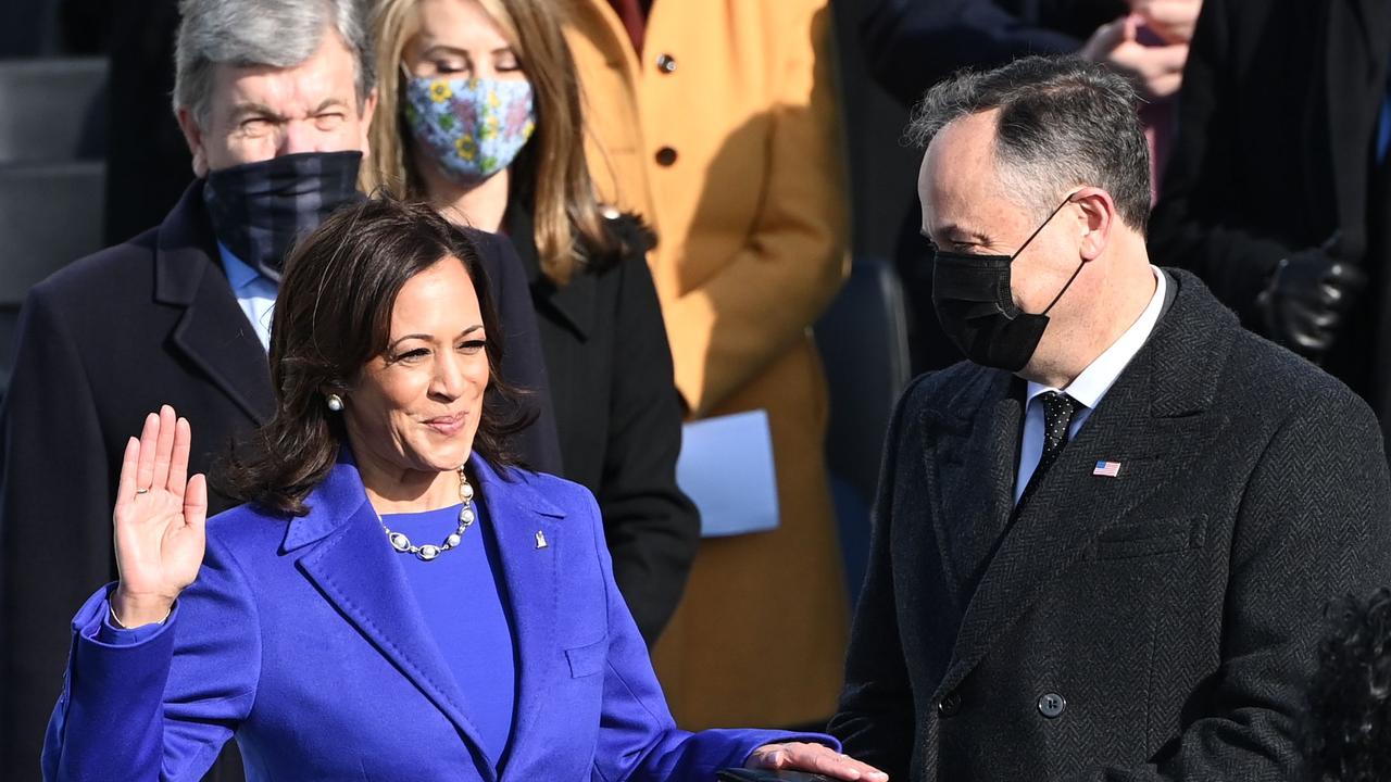 Kamala Harris being sworn in as Vice President in January of 2021. Picture: Brendan Smialowski/AFP