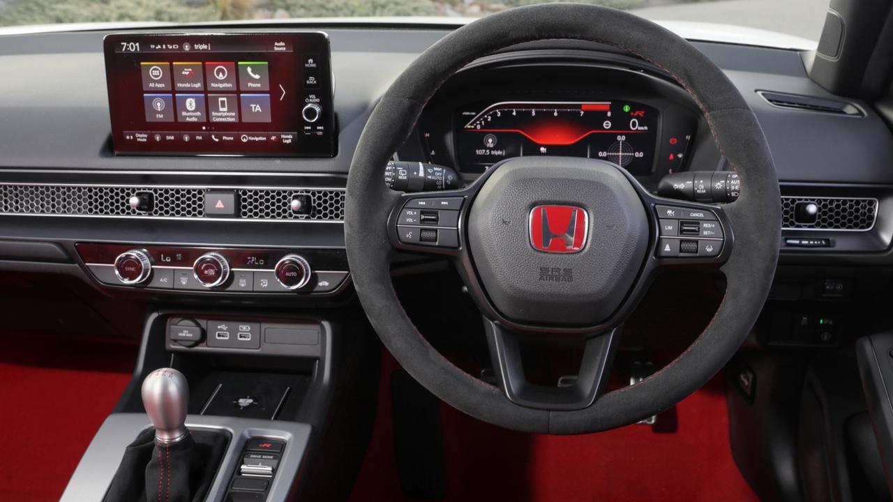 Sporty external looks translate inside with the Honda Civic Type R.