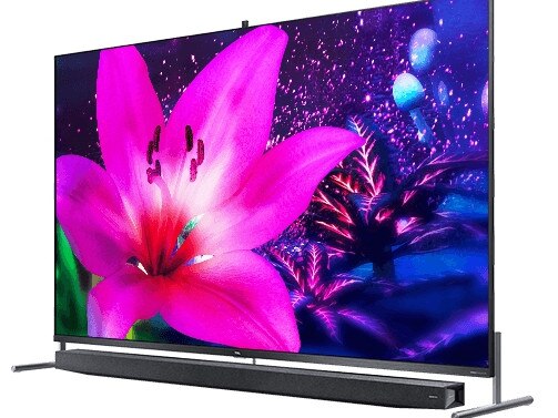 The TCL X915 QLED TV features an 8K resolution and local dimming technology.