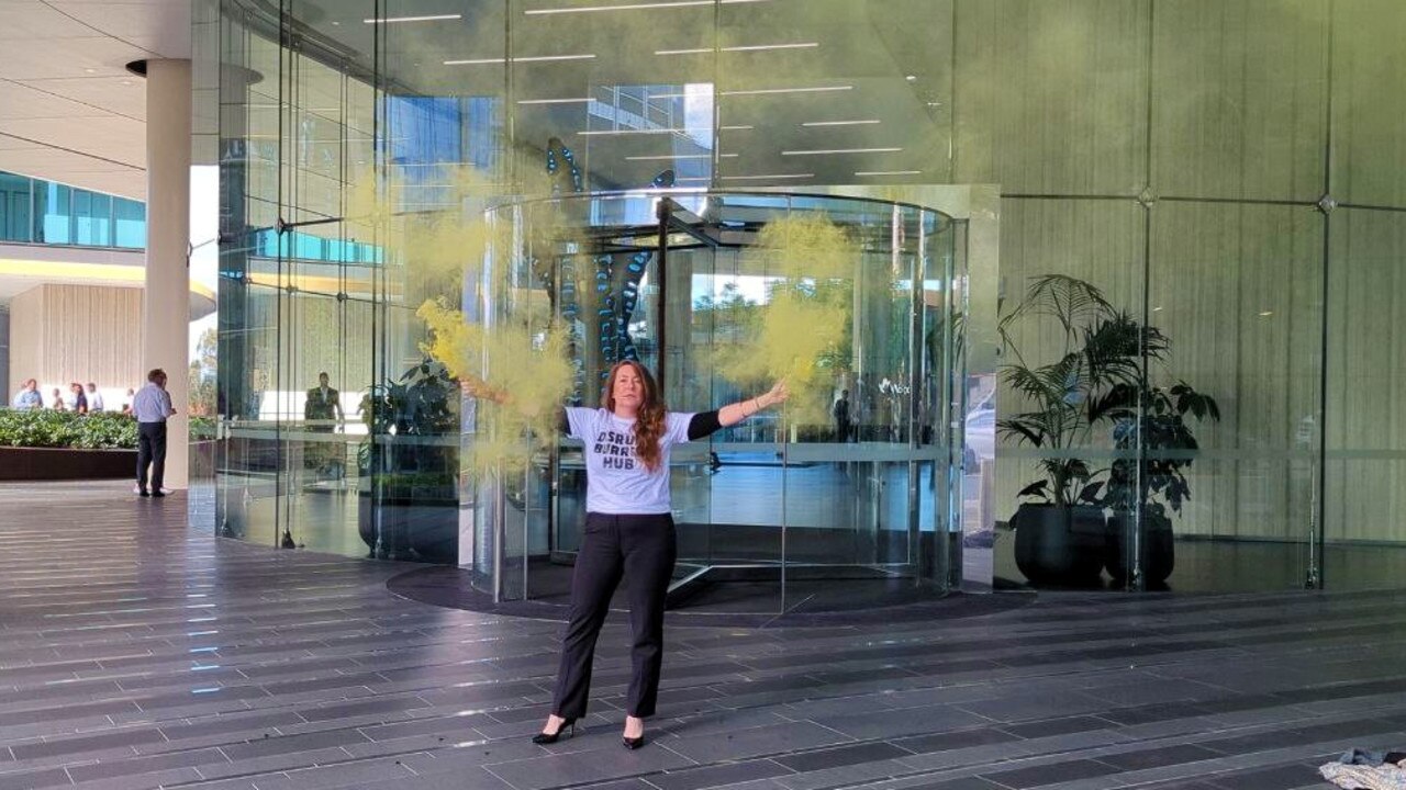 Ms Morrissey is due in a Perth court on Friday after allegedly setting off flares and a stink bomb to force the evacuation of Woodside's Perth office.