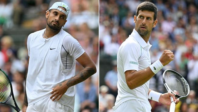 Nick Kyrgios will take on Novak Djokovic in the Wimbledon final. Picture: AFP