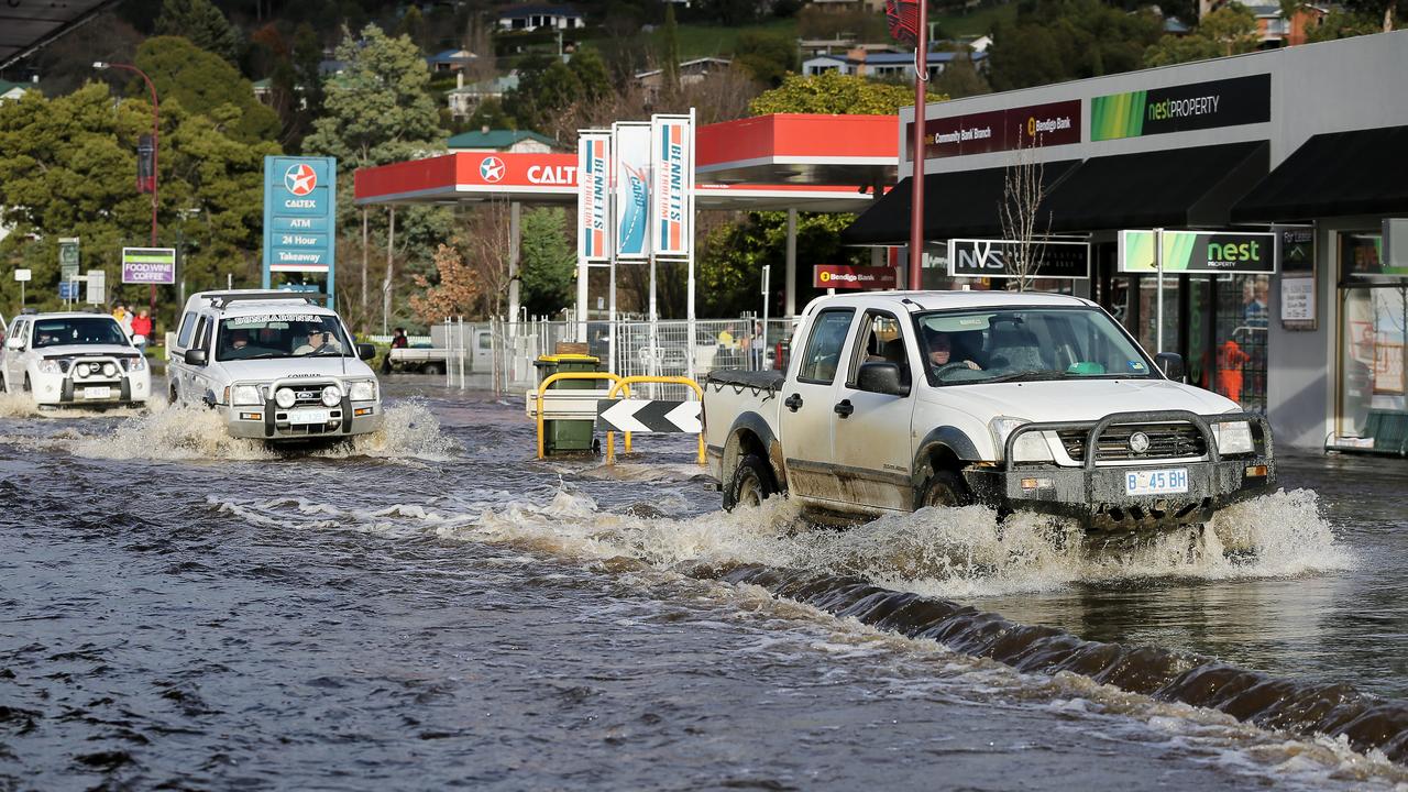 Flooding in Huonville in 2016. Picture: RICHARD JUPE