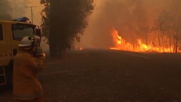 Residents in the path of the fire at Cooroibah have been told to leave immediately. Picture: 7 News Sunshine Coast