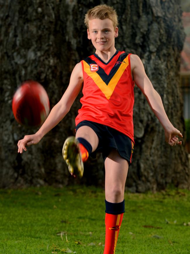 Joshua Shute when he was 12 years old and made the under-12 SAPSASA state football team. Picture: News Corp