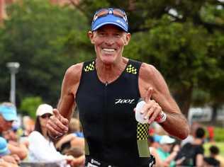 VICTORIOUS: Michael Kimpton conquered The Baker Institute IRONMAN 70.3 in Geelong this month. Picture: FinisherPix