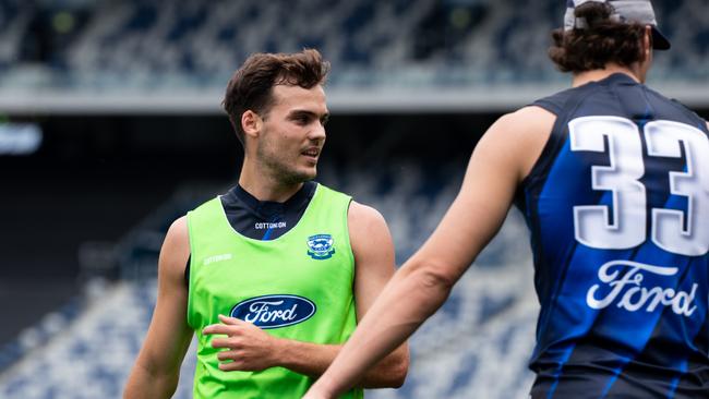 Jack Bowes joins Geelong pre-season training. Picture: Cats Media