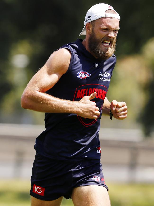 Melbourne training at Gosch's Paddock. Max Gawn during running session. Pic: Michael Klein