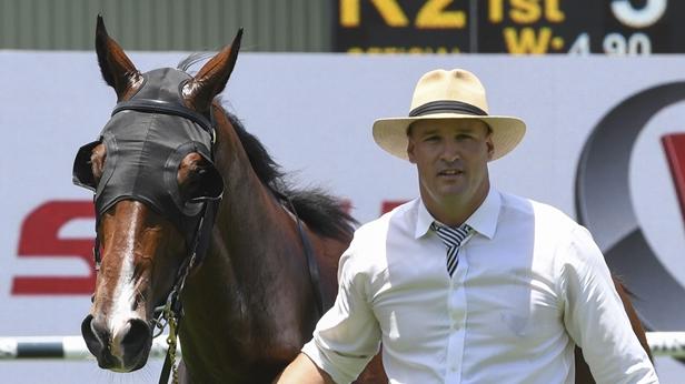 Trainer Lyle Chandler with his Big Dance hopeful Banju. Picture: Bradley Photos