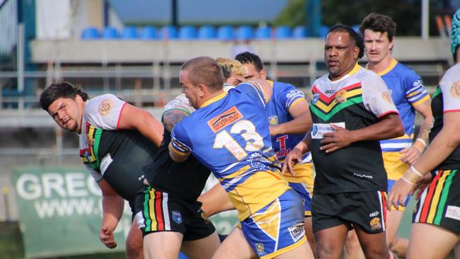 Northern United Dirawongs playing against Marist Brothers Rams in the Northern Rivers Regional Rugby League competition at Oakes Oval, Lismore, on April 24, 2022. Pic: Cee Bee’s Photos.