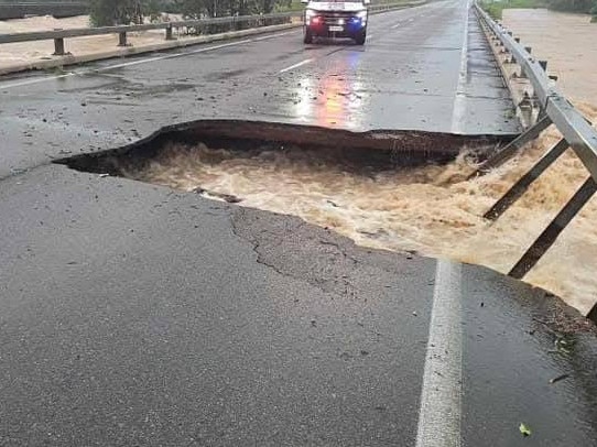 Ollera Creek Bridge washed away after the monster deluge in the state’s Far North. Picture: Facebook