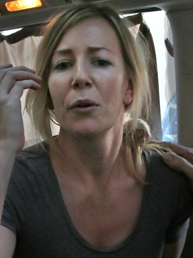 Australian Sally Faulkner, in a mini van after she was released from jail. Picture: AP