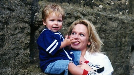 Beccy Cole with son Ricky in 2000