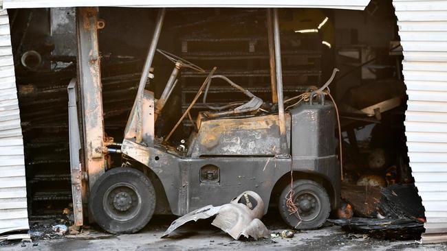 A shed caught fire on Magill Road on Thursday morning. Picture Mark Brake