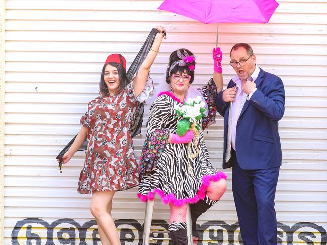 L to R Hanada Ghazala, Sveta and Will the naughty Lawyer as The Darwin Fringe Festival program to be launched this 31st of May.Picture Glenn Campbell