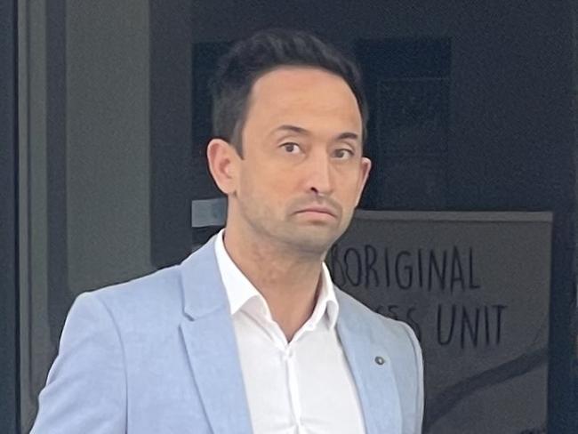 Dr Steven Morgan Lin, of Helix Dental at Long Jetty, leaving Wyong Local Court where he has pleaded guilty to domestic violence related malicious damage and breaching an AVO. Picture: NewsLocal