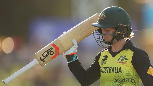 Rachael Haynes of Australia after scoring 60 against Sri Lanka in the Women’s T20 World Cup, an event for which Nine holds broadcast rights in 2020. Picture: Getty Images