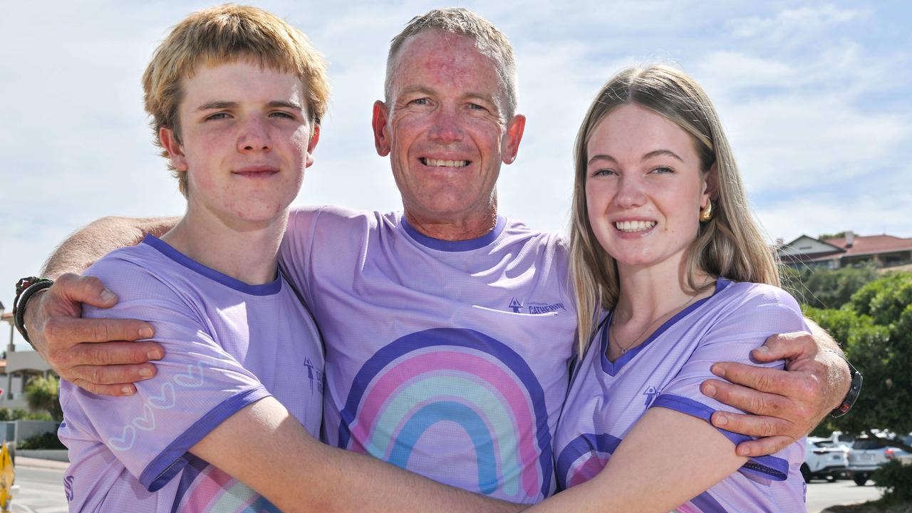 Asa Cowell with his son Riley and daughter Skyla. Picture: Brenton Edwards