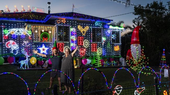 The Christmas lights display of Leanne and Peter Cook of Newtown, Saturday, December 18, 2021. Picture: Kevin Farmer