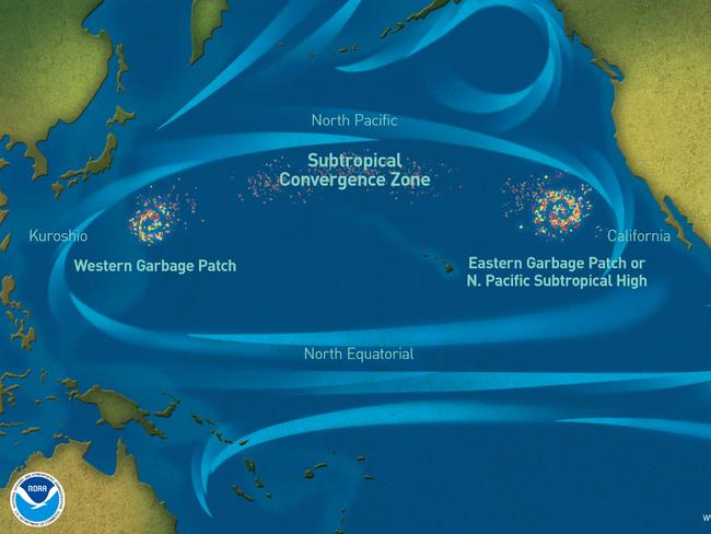 An illustration of the Great Pacific Garbage Patch. Picture: NOAA