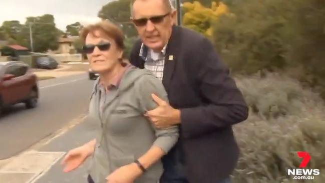 Tea Tree Gully Council demanded Mayor Kevin Knight apologise for his awkward exchange with a TV news crew on April 19. Picture: 7 News