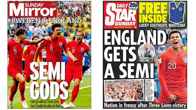 The Sunday Mirror and the Daily Star - unsurprisingly - got a little carried away with England's win.