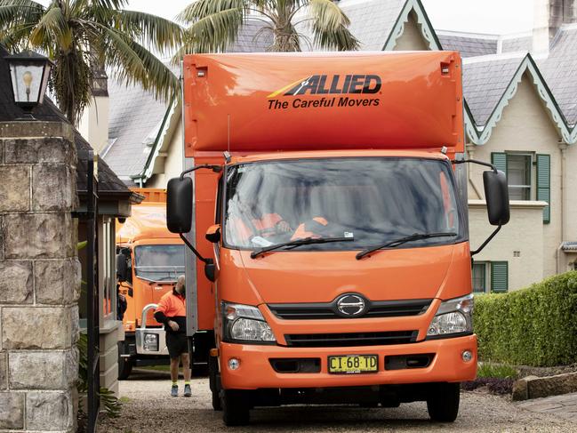 Removalists packed up the PM’s possessions on Friday. Picture: Nikki Short