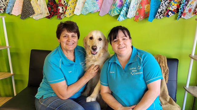 Sue Brecevic, Mathilda and Karen French from Coffee and Canines in Willaston. Picture: Amy Maynard