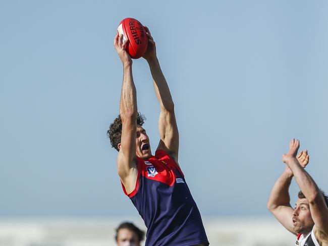 MPNFL Div 1: Mt Eliza v Bonbeach. Mt Eliza player Jordan Moncrieff. Picture: Valeriu Campan