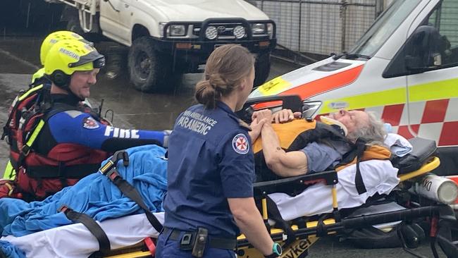 The dramatic rescue of a woman believed to be in her 80s, rescued form flood waters near Kempsey.