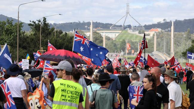 Police estimate more than 2000 people attended Saturday’s rally. Picture: NCA/Gary Ramage