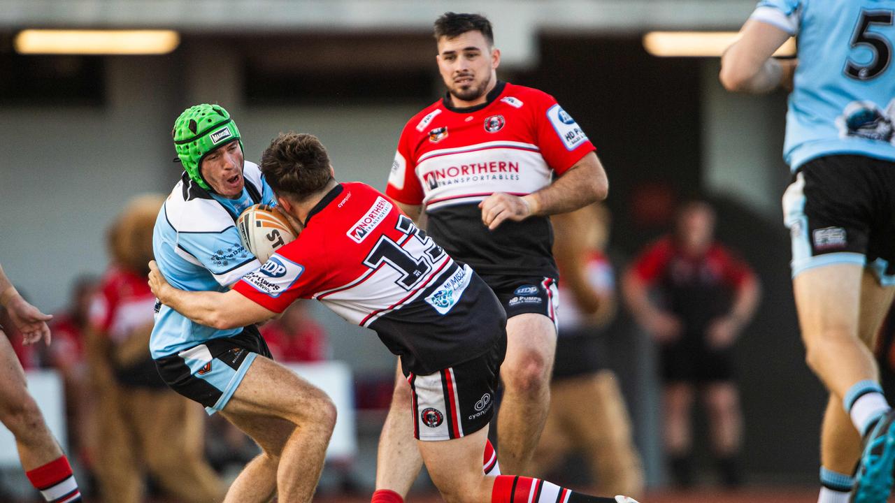 Caleb Smith as Northern Sharks take on Litchfield Bears in the 2023 NRL NT grand final. Picture: Pema Tamang Pakhrin