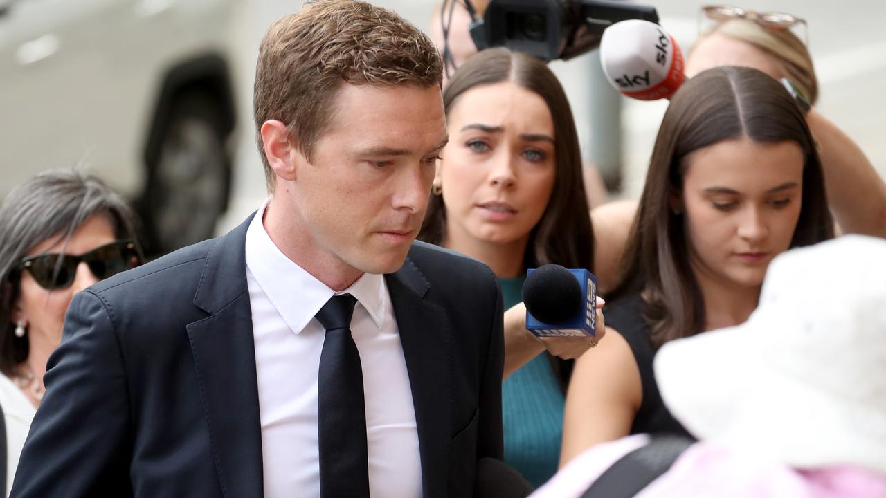 Rohan Dennis – the husband charged over the death of cycling champion and mother-of-two Melissa Hoskins – arrives at the Adelaide Magistrates Court for his first appearance. Picture: Kelly Barnes