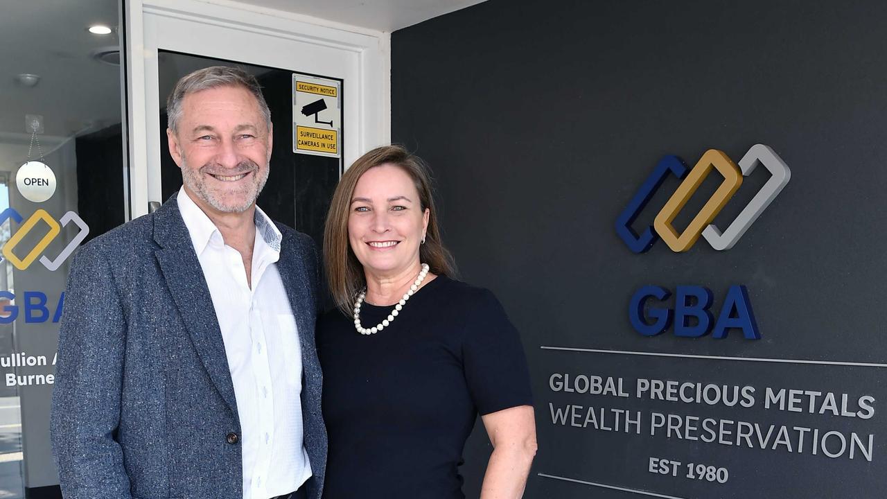 Cassie Blanck and Peter Hobson open a gold bullion shopfront in Buderim. Picture: Patrick Woods.