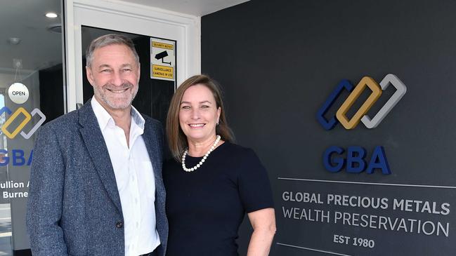 Cassie Blanck and Peter Hobson open a gold bullion shopfront in Buderim. Picture: Patrick Woods.