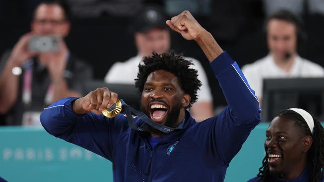 Embiid won a gold medal at the Paris Olympics. (Photo by Jamie Squire/Getty Images)