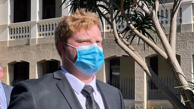 Former Illawarra basketball coach Jaydon Beveridge leaving Wollongong Courthouse on Friday. Picture: Dylan Arvela