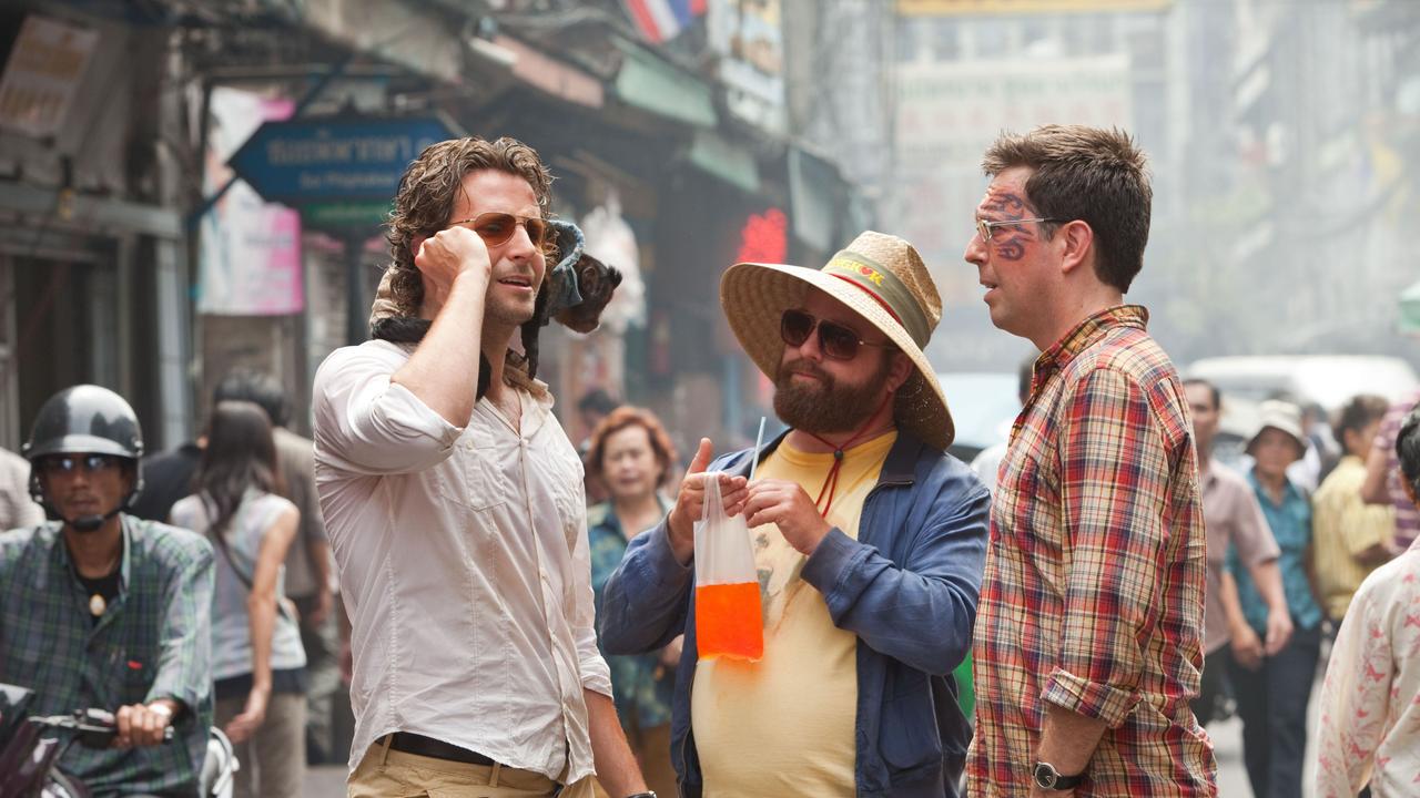 Actors (L-R) Bradley Cooper, Zach Galifianakis and Ed Helms in 2011 film 'The Hangover Part II'.