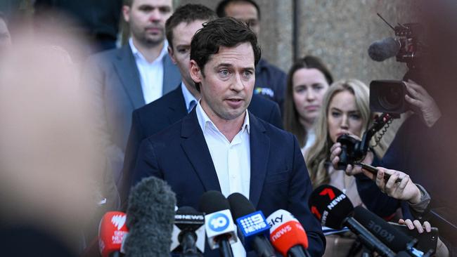 Journalist Nick McKenzie talks to the media outside the Federal Court of Australia in Sydney on June 1, 2023, after his win. Picture: Saeed Khan/AFP