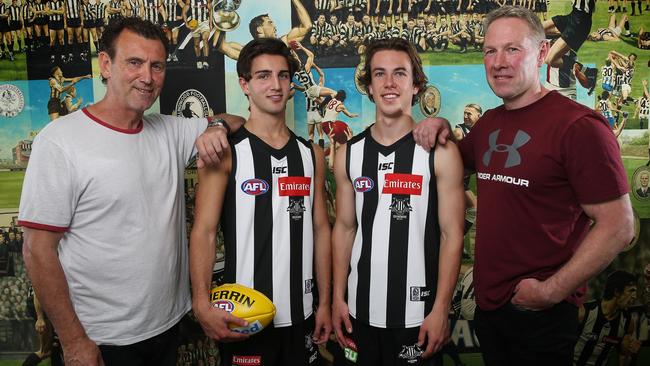 Peter Daicos and Gavin Brown with their sons Josh and Callum. Picture: Michael Klein