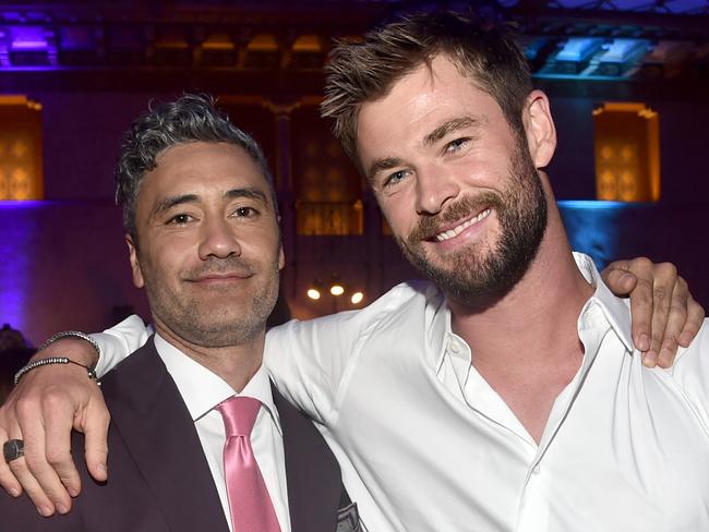 Director Taika Waititi and Chris Hemsworth at the World Premiere of Thor: Ragnarok in Los Angeles. Picture: Alberto E. Rodriguez/Getty Images for Disney