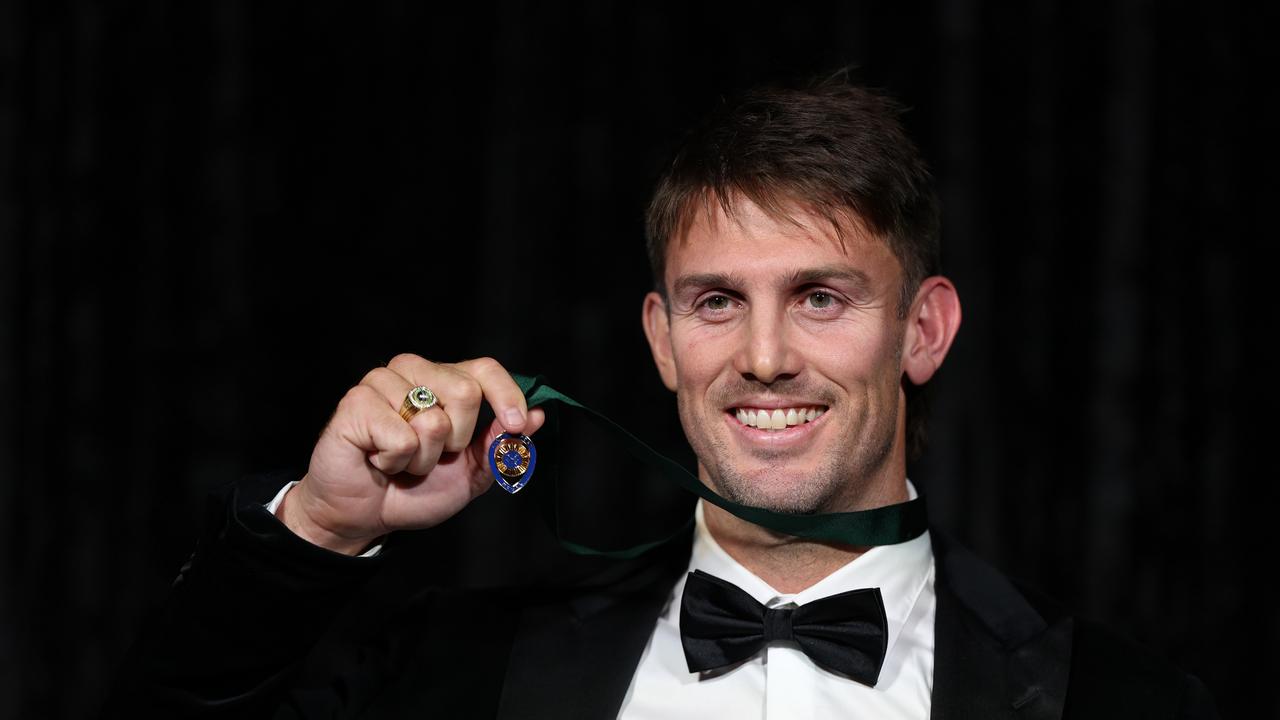 Mitch Marsh poses with the Allan Border Medal after a stunning turnaround in form. Picture: Getty Images