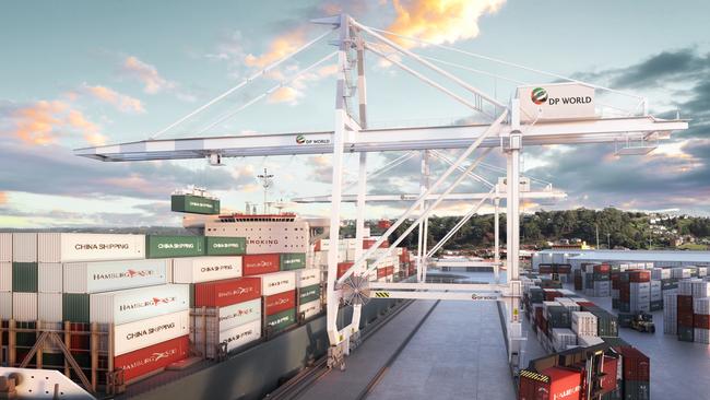 An artist's impression of the international container port planned for Burnie. SUPPLIED BY DP WORLD