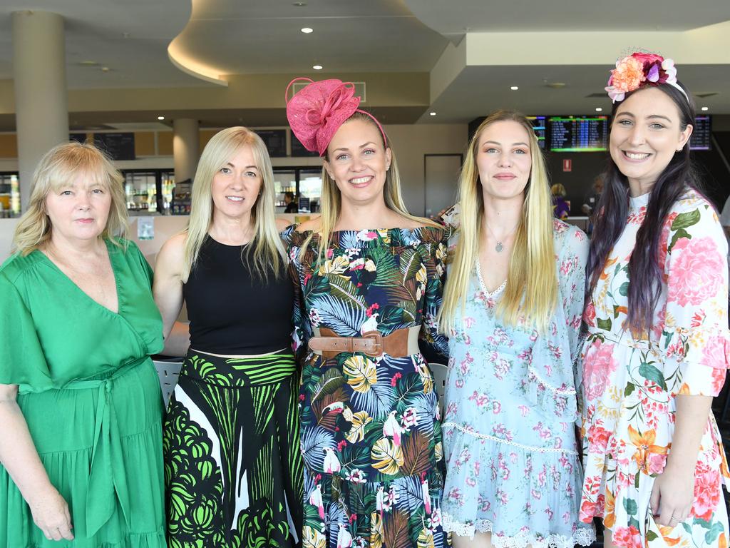 Ashlie Anderson, Lynne Anderson, Kelly James, Bree James and Georgie Wilsher at the Chief Minister's Cup 2022. Picture: (A)manda Parkinson