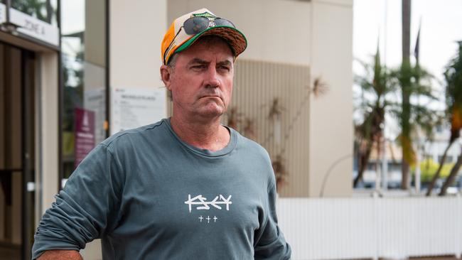 David Bruce Richardson, 51, leaves the Darwin Local Court after pleading guilty to indecent exposure following an incident in which he exposed his erect penis to a drive through attendant at the Coolalinga Hungry Jacks in September 2023. Picture: Pema Tamang Pakhrin