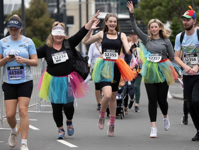 Runners get colourful. Picture: Tony Gough