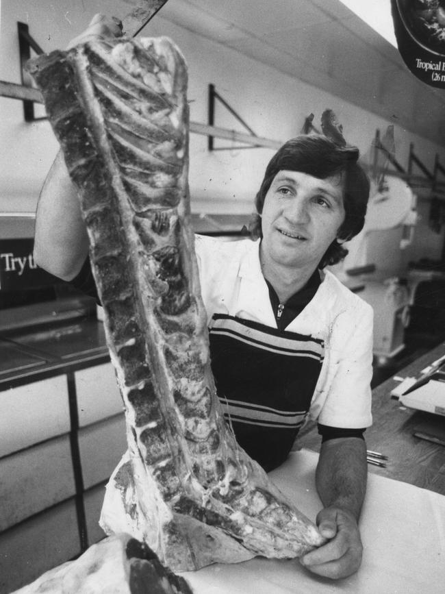 Butcher Johnny Nyskohus pictured at work in 1987.