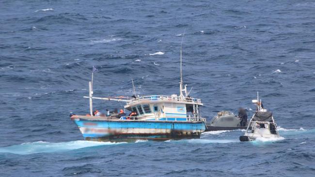 A boat is intercepted near Christmas Island in 2019.