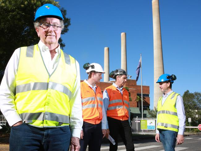 Trevor St Baker and colleagues outside Vales Point. Picture: Mark Scott